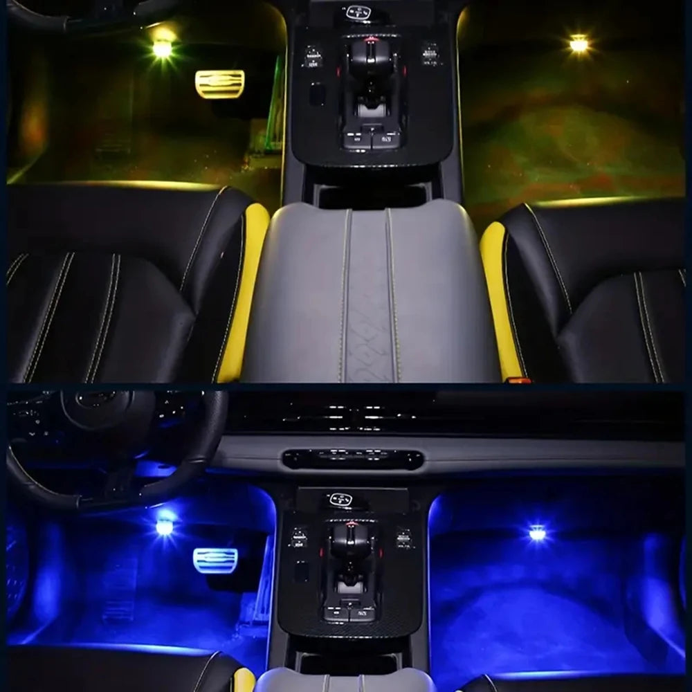 LED Wireless Bonding LED Car Interior Environmental Light Remote Control Decoration Car Roof Foot Atmosphere Light Rolor Battery