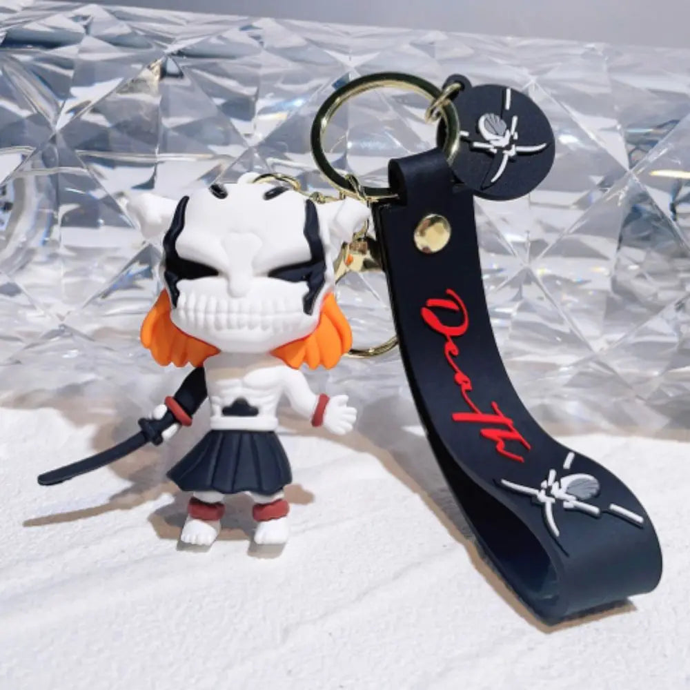 Anime Bleach Keychain Cosplay Kurosaki Ichigo Silicone Pendant Keyring Car Backpack Key Holder Accessories for Fans Quality Gift