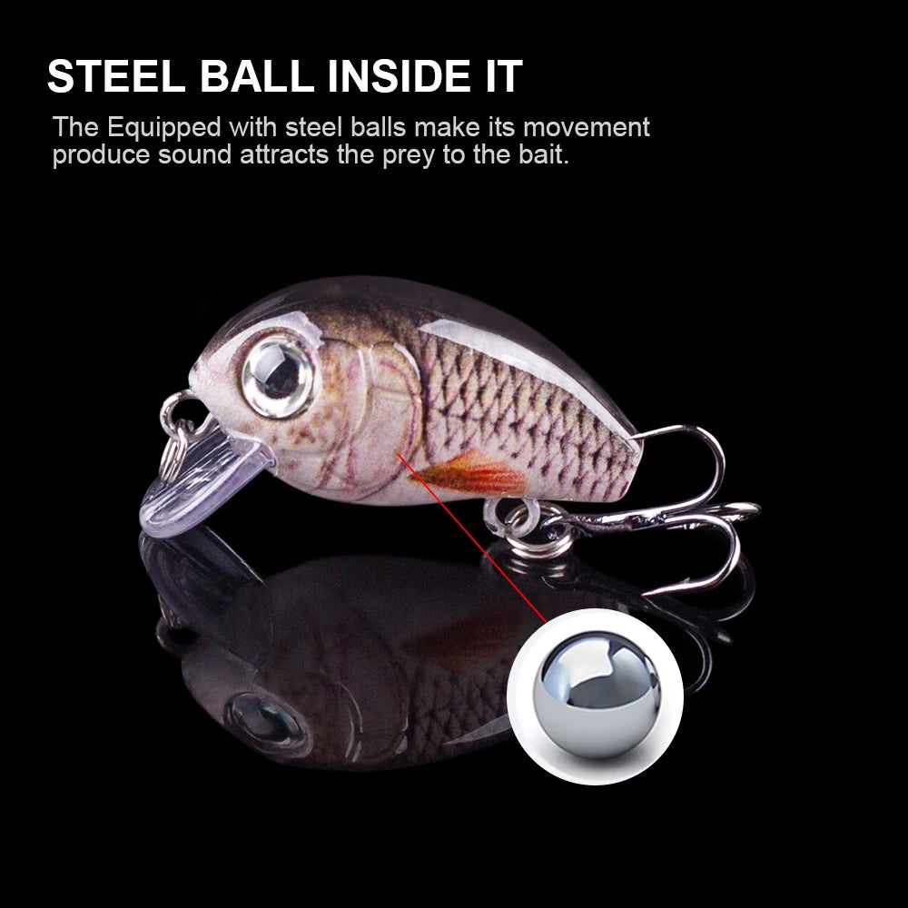 Hanlin 5pcs/Suit 2.8cm 2g Mini Wobblers Slow Sinking Crankbait Fishing Lure Artificial Bait Hard Plastic Wobbler For Bass Tackle