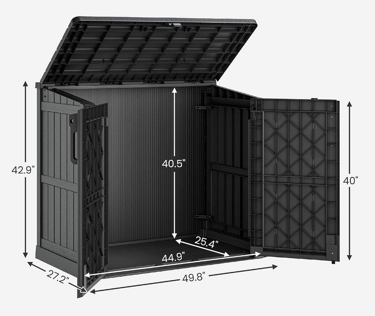 36 Cu Ft Horizontal Resin Outdoor Storage Cabinet, Portable Waterproof Shed Box with Lockable Doors for Backyards and Patios, Ashen