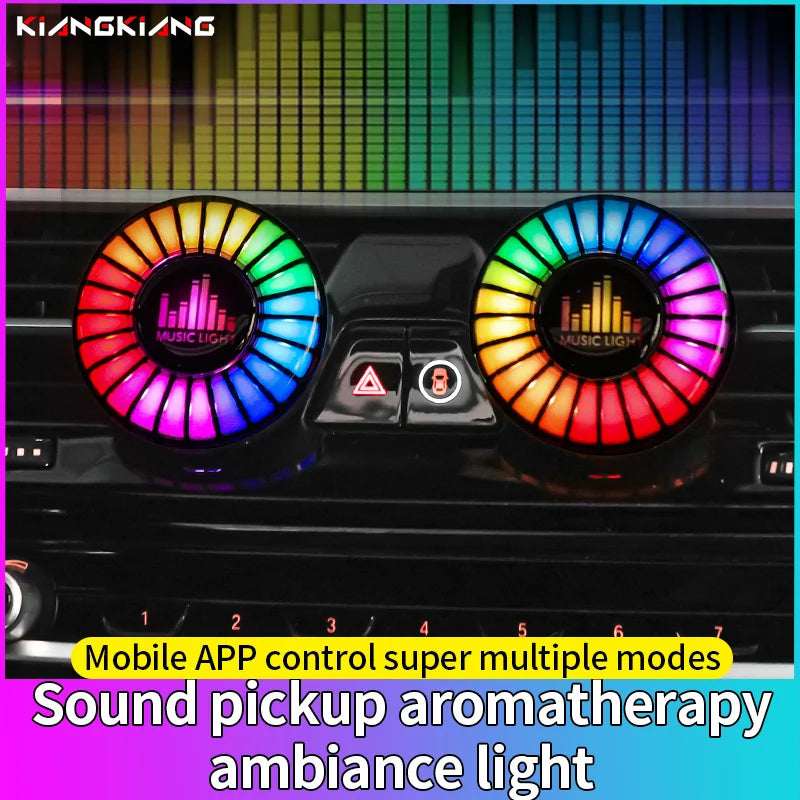 New Car Music Rhythm Atmosphere Lamp 24 LED Light RGB Sound Control APP Control Novelty Colorful DJ Sound Pickup Lamps Accessory