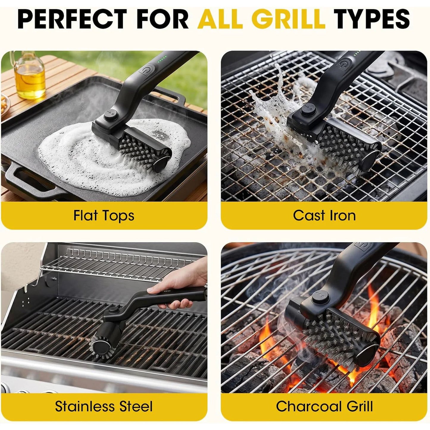 Electric Rotating BBQ Grill Brush Heavy Duty Grease Cleaner New Roller Brush Cleaning Barbecue Grid Brush Tool or Brush Head