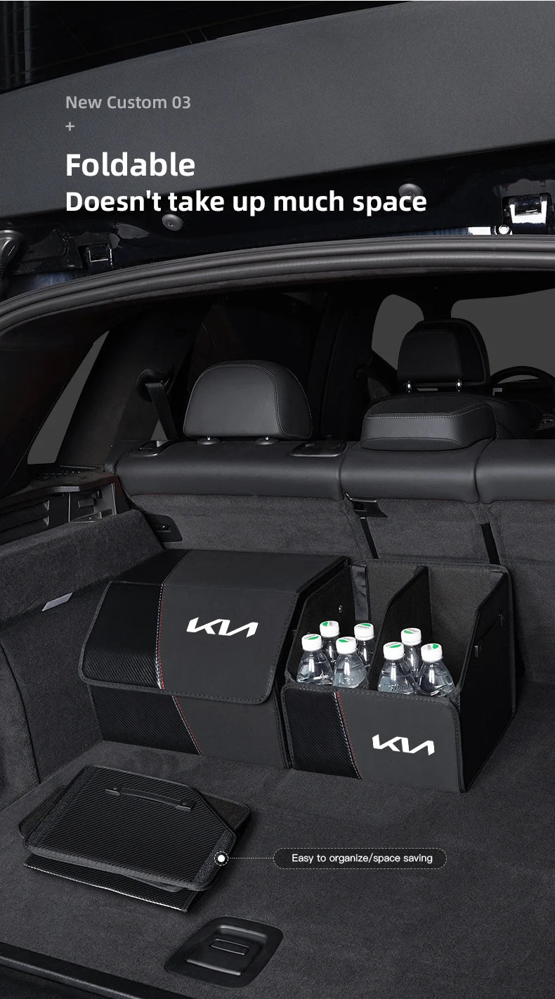 KIA Folding Car Trunk Organizer Box Storage Bag Tools Tidying For KIA EV6 Stinger RIO Sorento Picanto Ceed Borrego Syros K4 K5