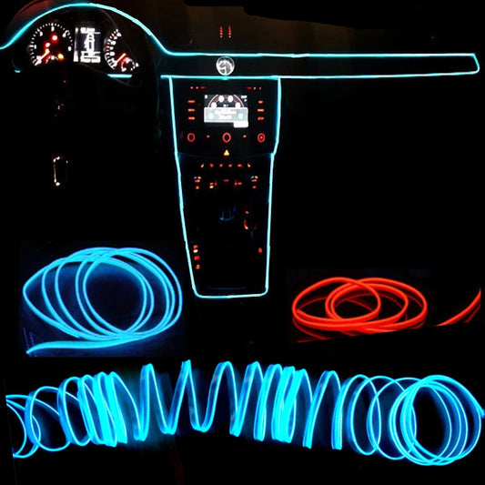 Hot Sale 1M/2M/3M/5M Car Interior Lighting LED Strip Decoration Garland Wire Rope Tube Line Flexible Neon Lights With USB Drive