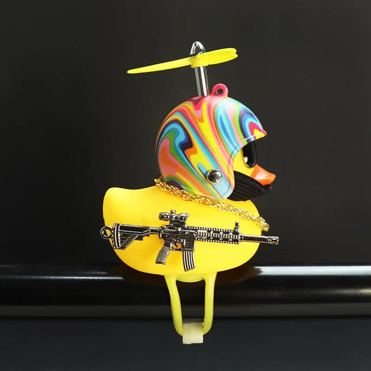 Car Dashboard Duck Bike Bell Rubber Yellow Duck Cute with Propeller Weapon Bicycle Horn Handlebar Cycling Bell Toy Sport Outdoor