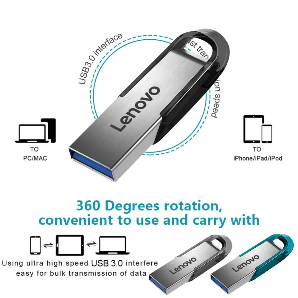 Lenovo 2TB USB3.0 Pen Drive 1TB Metal High Speed Flash Disk 512 256 128GB Usb Memory Stick Pendrive For PC/Laptop/Ps4 Controler