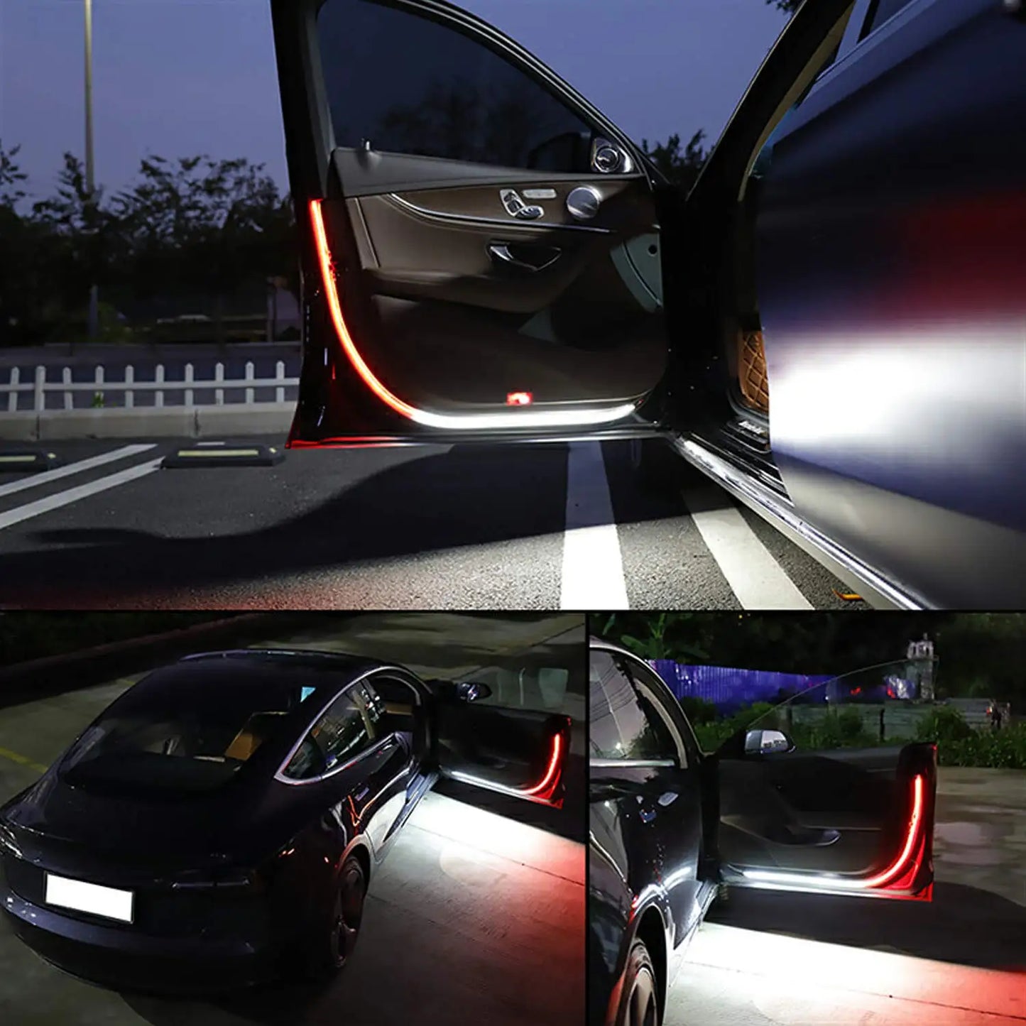 2pcs LED Car Door Opening Warning Atmosphere Light Strip 120cm Decoration Welcome Decor Ambient Lamp Safety Auto Accessories 12v