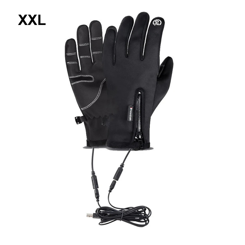 M-XXL USB Touch Screen Gloves Heated Motorcycle Gloves Cycling Running Ski Winter Gloves Hiking Walking Anti-Slip Glove