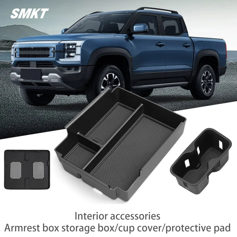 For BYD Shark 2024 2025 Center Console Armrest Storage Box Car Tray Organizers Cup holder protective cover Accessories Tidying
