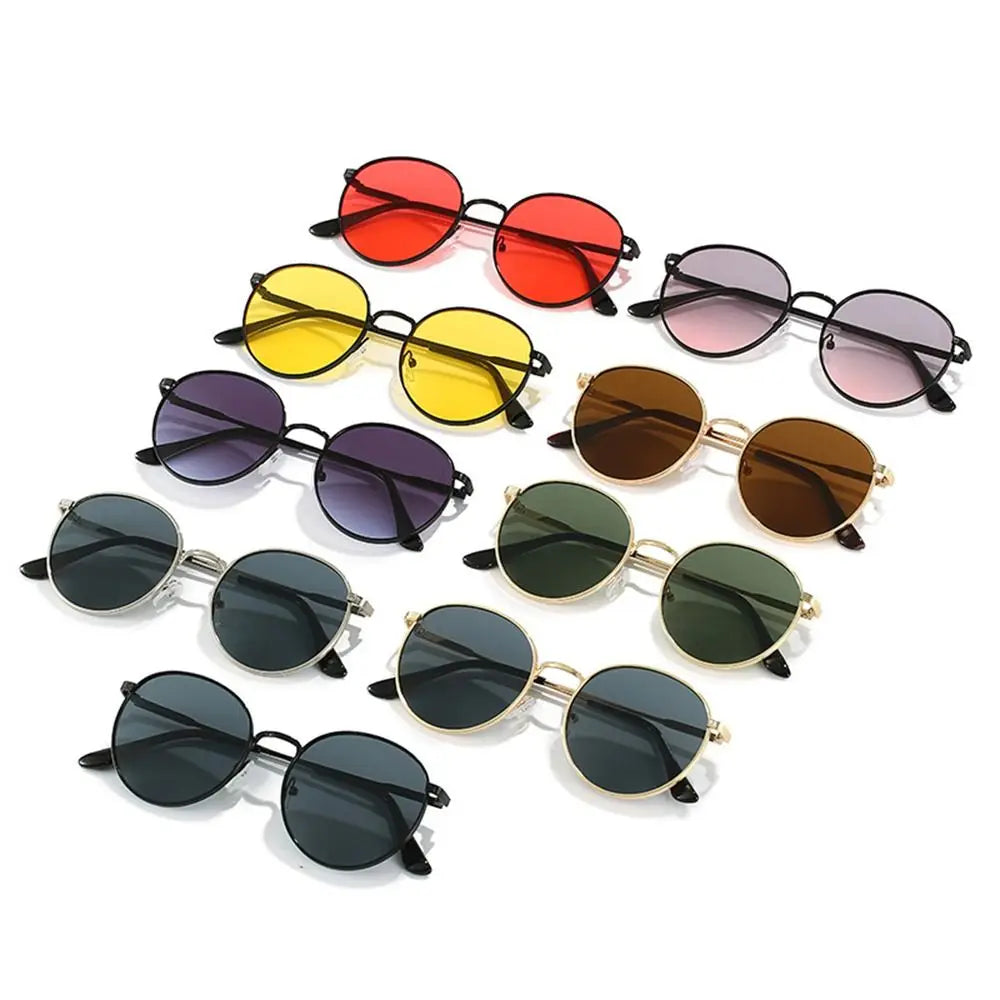 Retro Vintage Round Polarized Sunglasses Men Brand Designer Sun Glasses Women Alloy Metal Frame Black Lens Eyewear Driving UV400