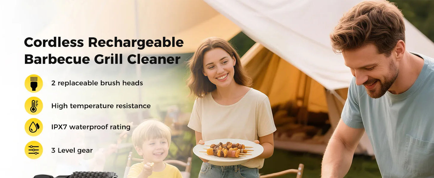 Electric Rotating BBQ Grill Brush Heavy Duty Grease Cleaner New Roller Brush Cleaning Barbecue Grid Brush Tool or Brush Head