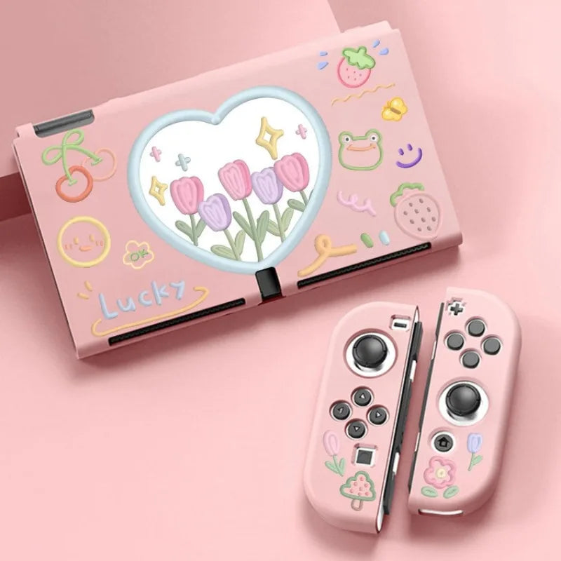 Flower Pattern Case Compatible With Nintendo Switch Oled