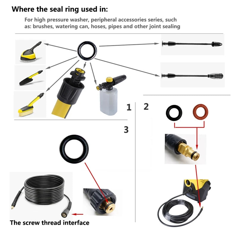 O-Ring for Karcher K2 K3 K4 K5 K6 K7 Lance Hose Nozzle Spare O-Ring Seal 2.640-729.0 Rubber O-Ring Pressure Washer