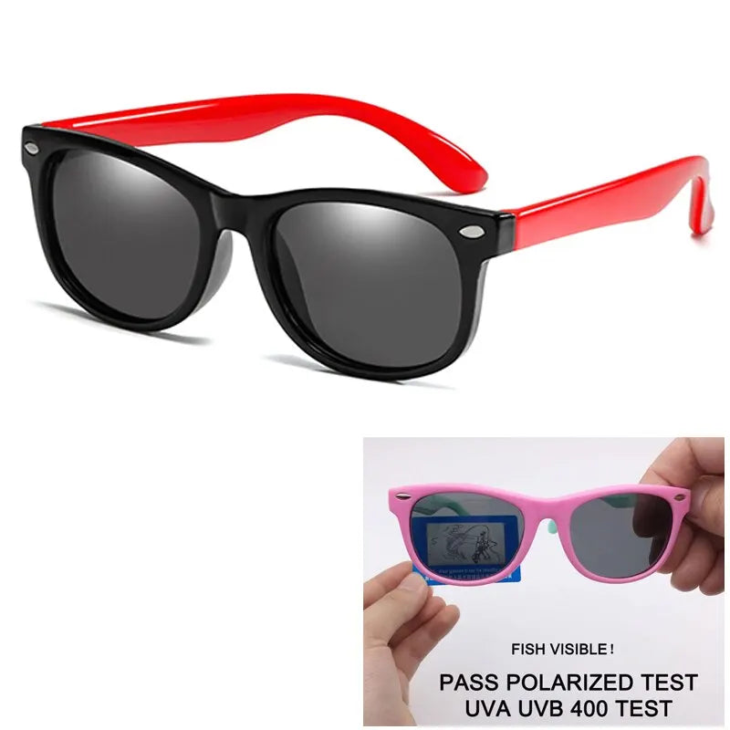 Fashion Polarized Sunglasses for Kid Silicone Safety Glasses Gift for Children Baby UV400 Eyewear Boys Girls Square Sun Glasses