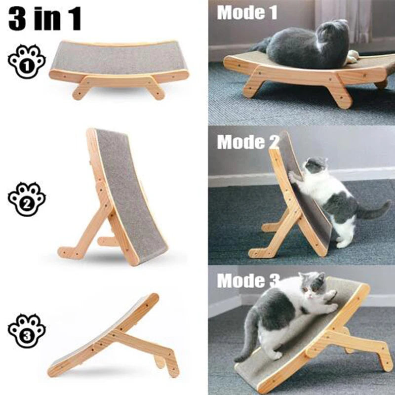 Wooden Cat Scratcher Cat Scratch Board Bed 3 In 1 Pad Vertical Pet Cat Toys Grinding Nail Scraper Mat Training Grinding Claw