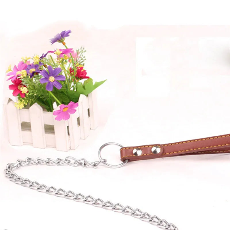 Dog Chain Durable Anti-Bite Metal Chain Small Medium Large Dog Leash Handle Convenient Practical Pet Supplies Pet Accessories