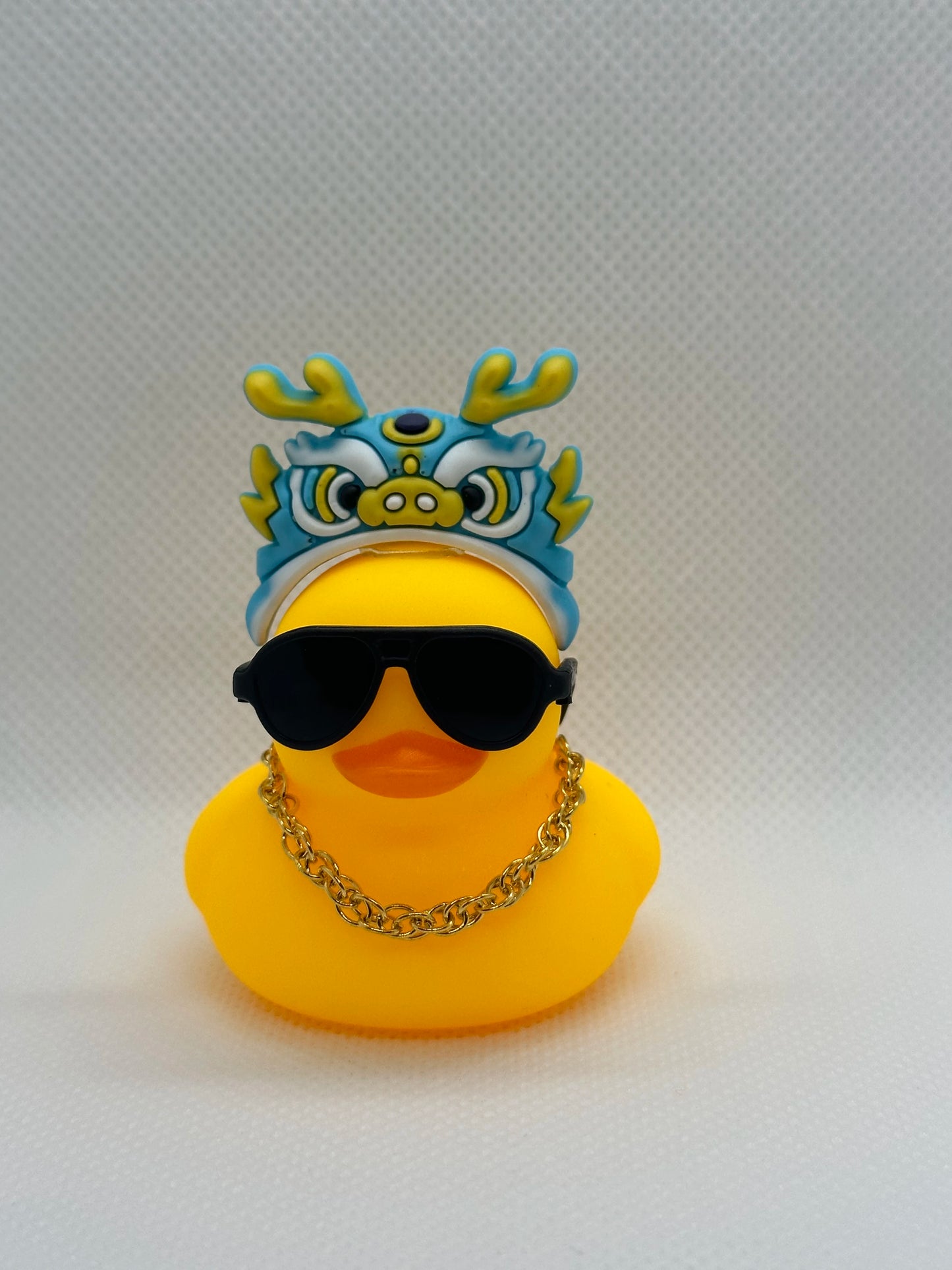 Car Duck Car Rubber Dashboard Decorations Ornament Yellow Duck with Mini Swim Ring Sun Cowboy Hat Necklace