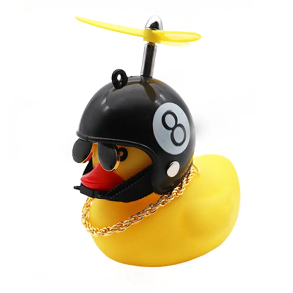 Car Cute Duck with Helmet Broken Wind Small Yellow Duck Bike Motorcycle Helmet Riding Cycling Decor Car Ornaments Accessories