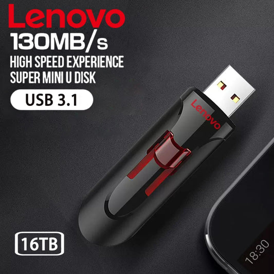 Lenovo 16TB USB Flash Drives U Disk 16TB USB 3.0 High Speed Metal Real Capacity Memory Stick Pen Drive Creative Storage U Disk