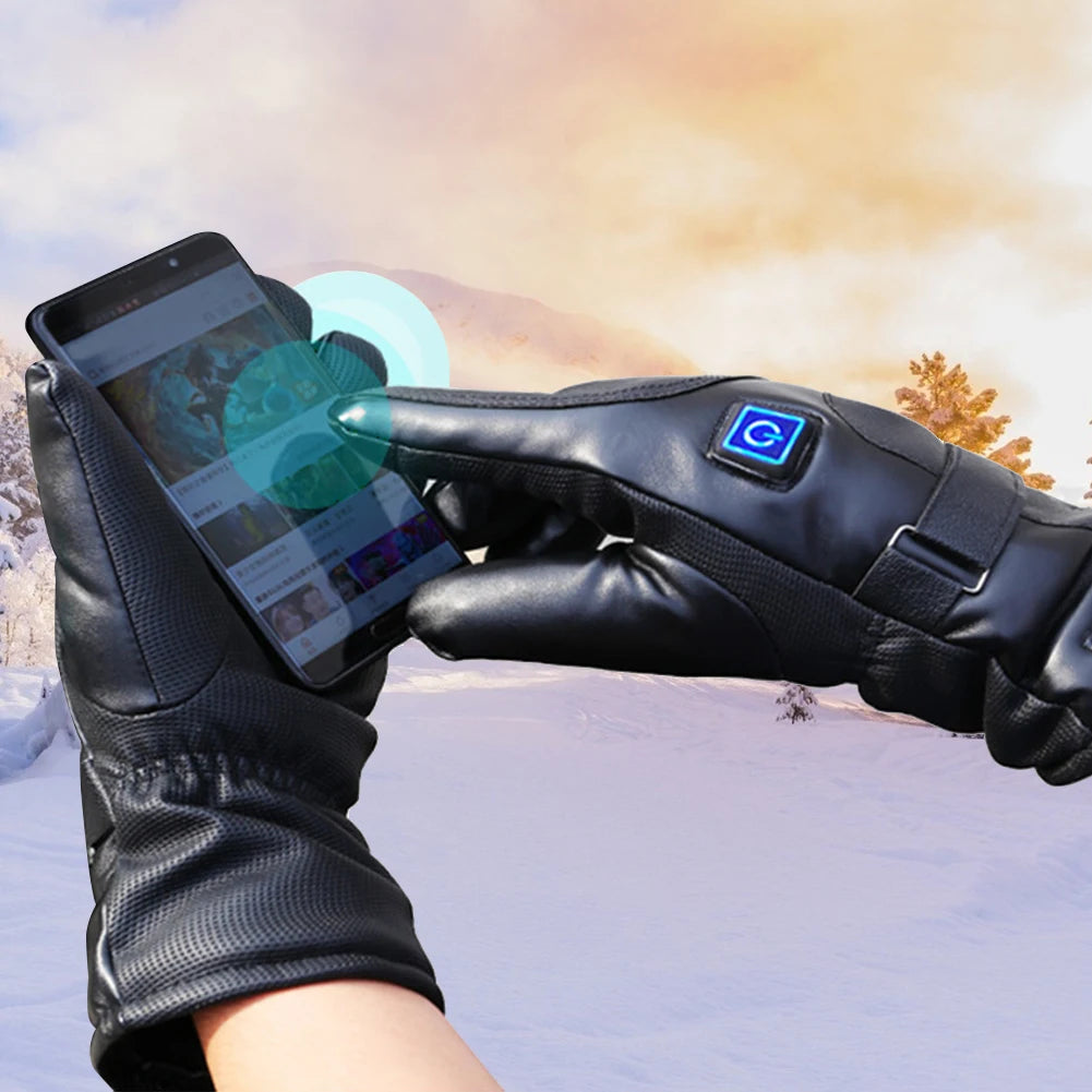 Rechargeable Heating Gloves 3 Temperature Levels Waterproof Electric Winter Gloves Hand Warmer for Outdoor Cycling Skiing Hiking