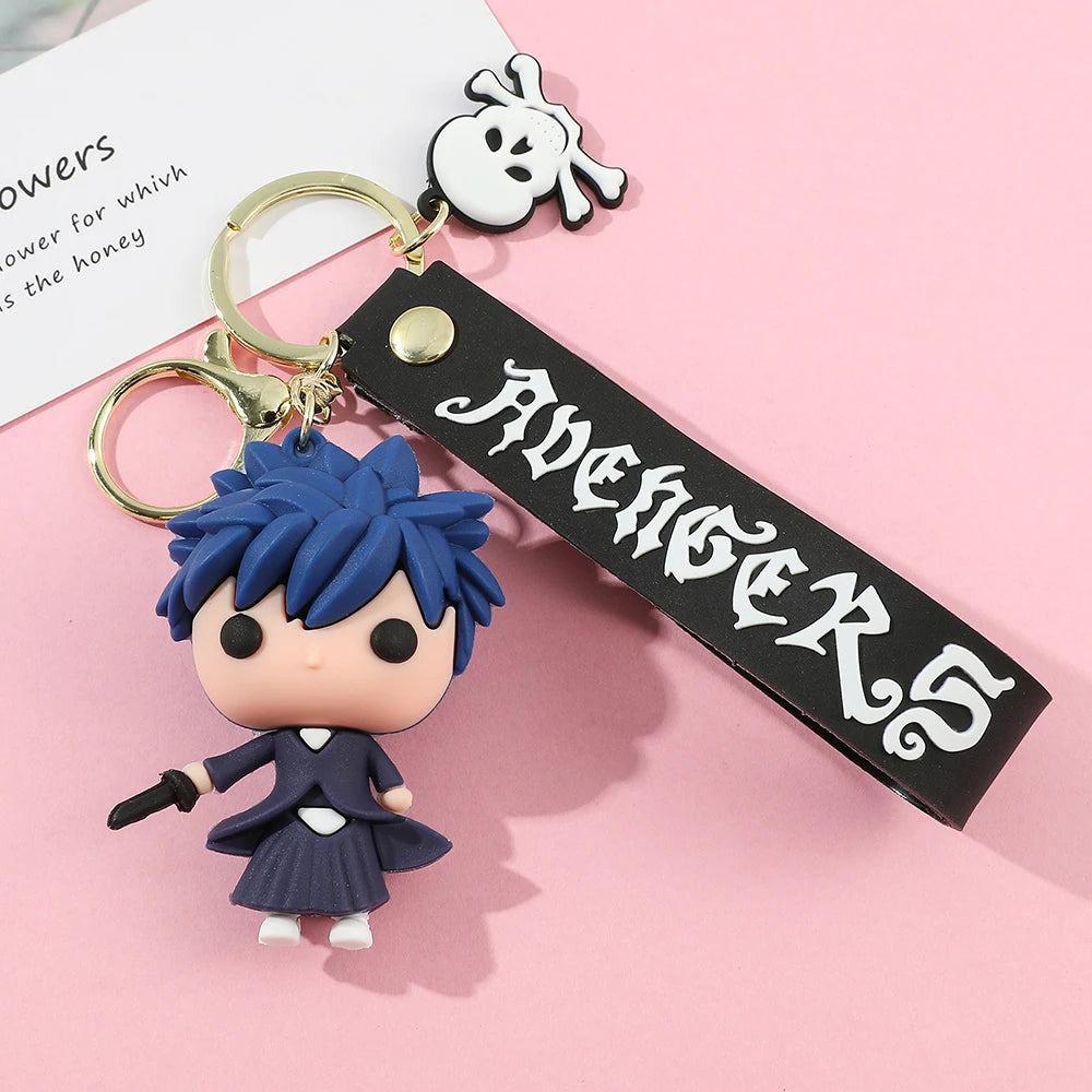 Anime Bleach Keychain Cosplay Kurosaki Ichigo Silicone Pendant Keyring Car Backpack Key Holder Accessories for Fans Quality Gift