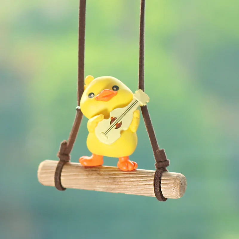 Anime Figure Swing Duck Model Decor Little Yellow Duck Auto Rearview Mirror Hanging Pendant Cute Car Ornaments Accessories Gifts