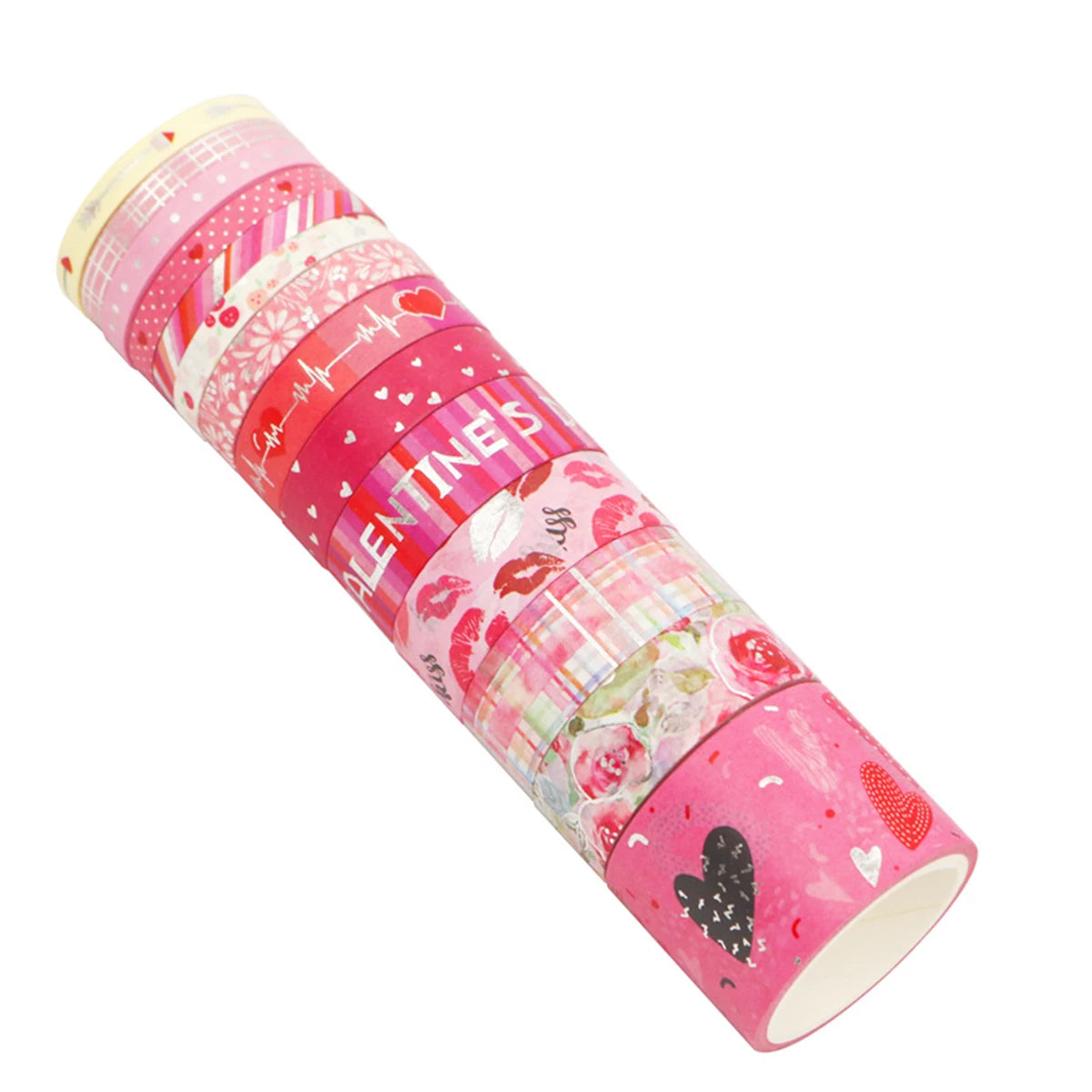 Romantic Valentine's Day washi tape,heart flower silver foil decoration material,DIY creative handmade gift for journals, greeti