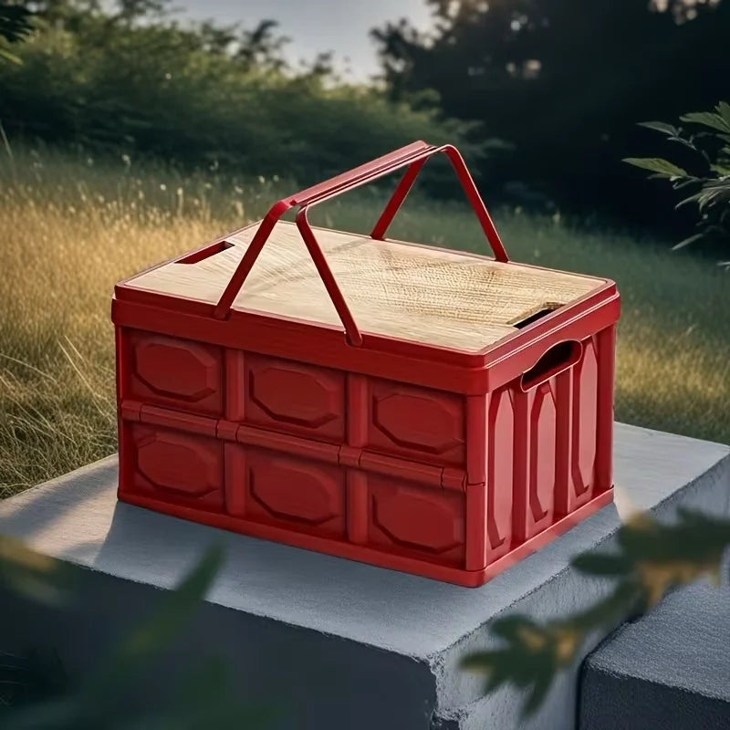 1 Outdoor Camping Storage Box with Lid, Multi-Purpose Large Capacity Car Trunk Organizer, Portable Stall Sorting Box, Suitable F