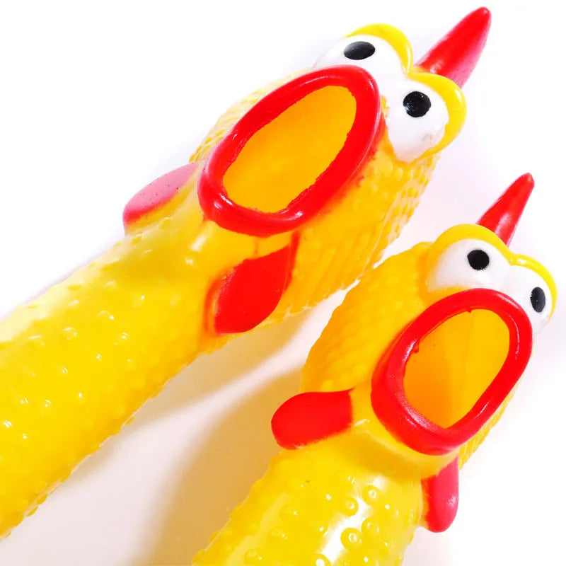 Fashion Pets Dog Squeak Toys Screaming Chicken Squeeze Sound Toy For Dogs Super Durable Funny Yellow Rubber Chicken Dog Chew Toy