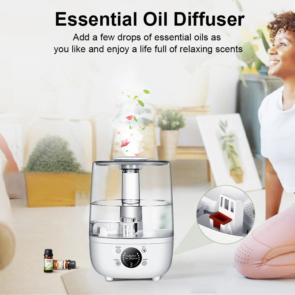 Air Humidifier Essential Oil Diffuser for Home Bedroom Aroma Humidifier 4L Capacity Ultrasonic Air Humidifier with Aromatherapy