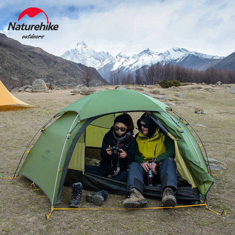 Naturehike Cloud Peak 2 People Tent T-type Zipper Camping Tent 20D Nylon Tent Double Layers Hiking Travel Backpacking Tent