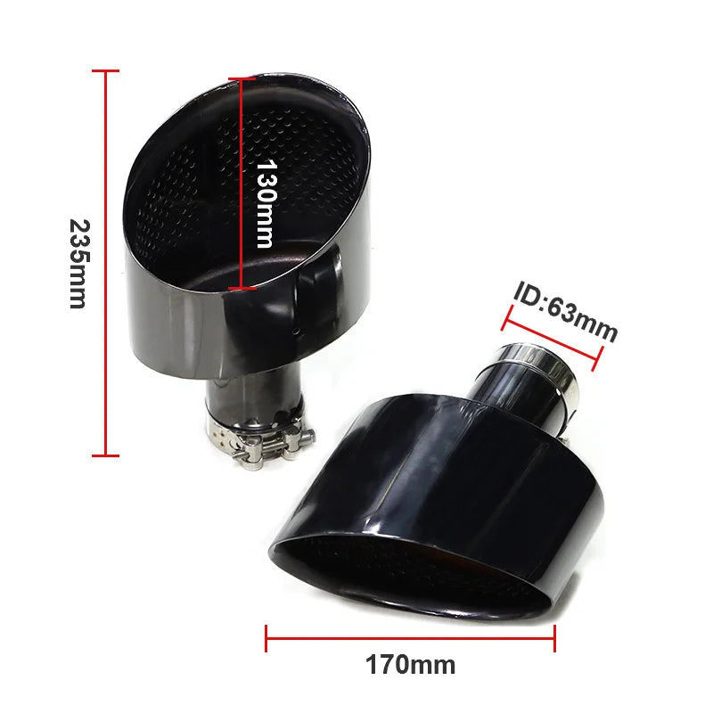 Oval Exhaust Tip For For Audi A3 A4 A5 A6 A7 Upgrade To RS3 RS4 RS5 RS6 RS7 Look Tailpipe Nozzle Exhaust System Muffler Tip
