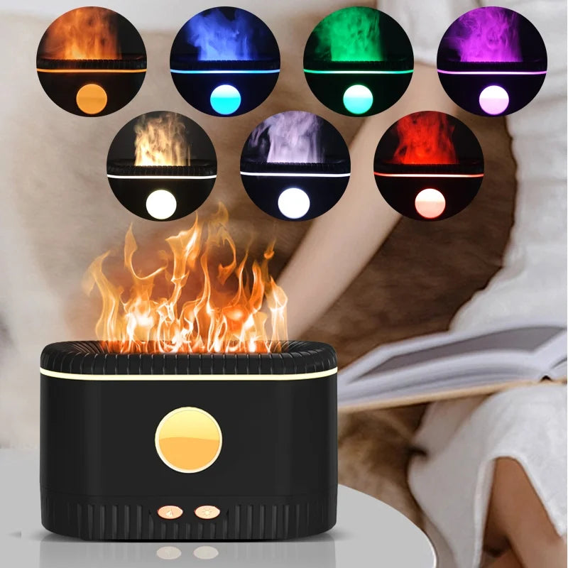 Colorful Flame Night Light Air Humidifier Purifier Aroma Diffuser USB Ultrasonic Cool Mist Sprayer Essential Oil Fragrance