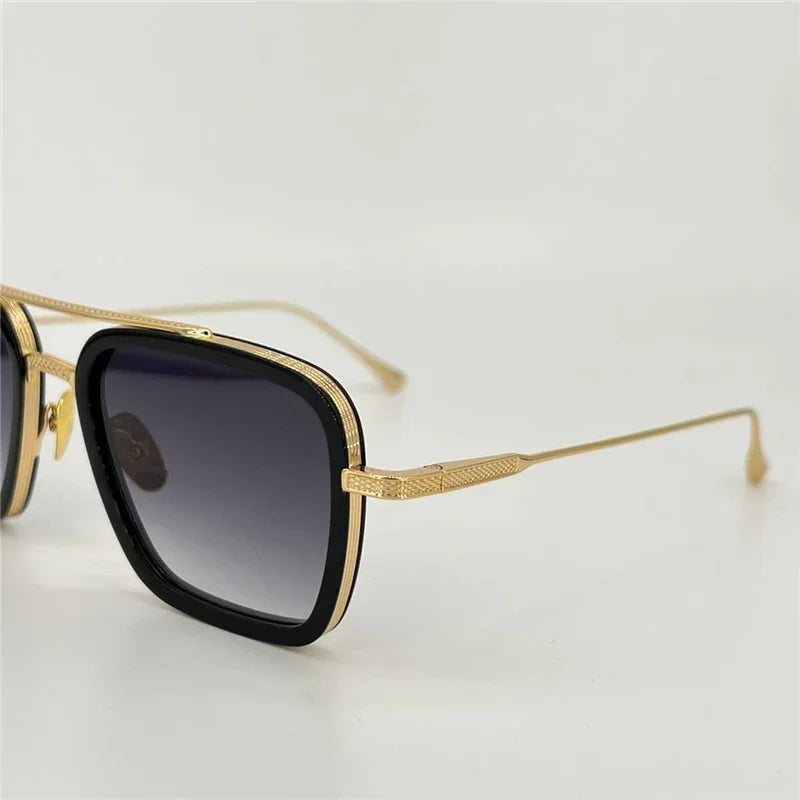 Men's Sunglasses For Women Style FLIGHT 006 Anti-Ultraviolet Retro Plate Square Full Frame Special Design Eyeglasses Random Box