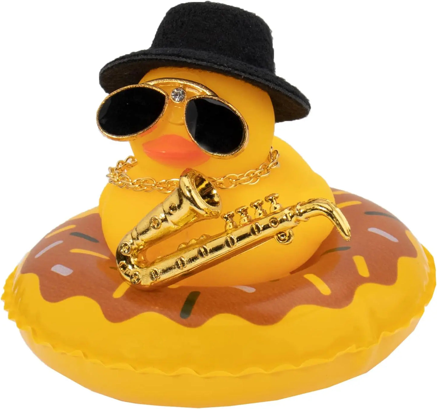 Rubber Duck Dashboard Decorations Camera Duck Car Accessories for Car Ornament with Mini Hat Swim Ring Necklace and Sunglasses