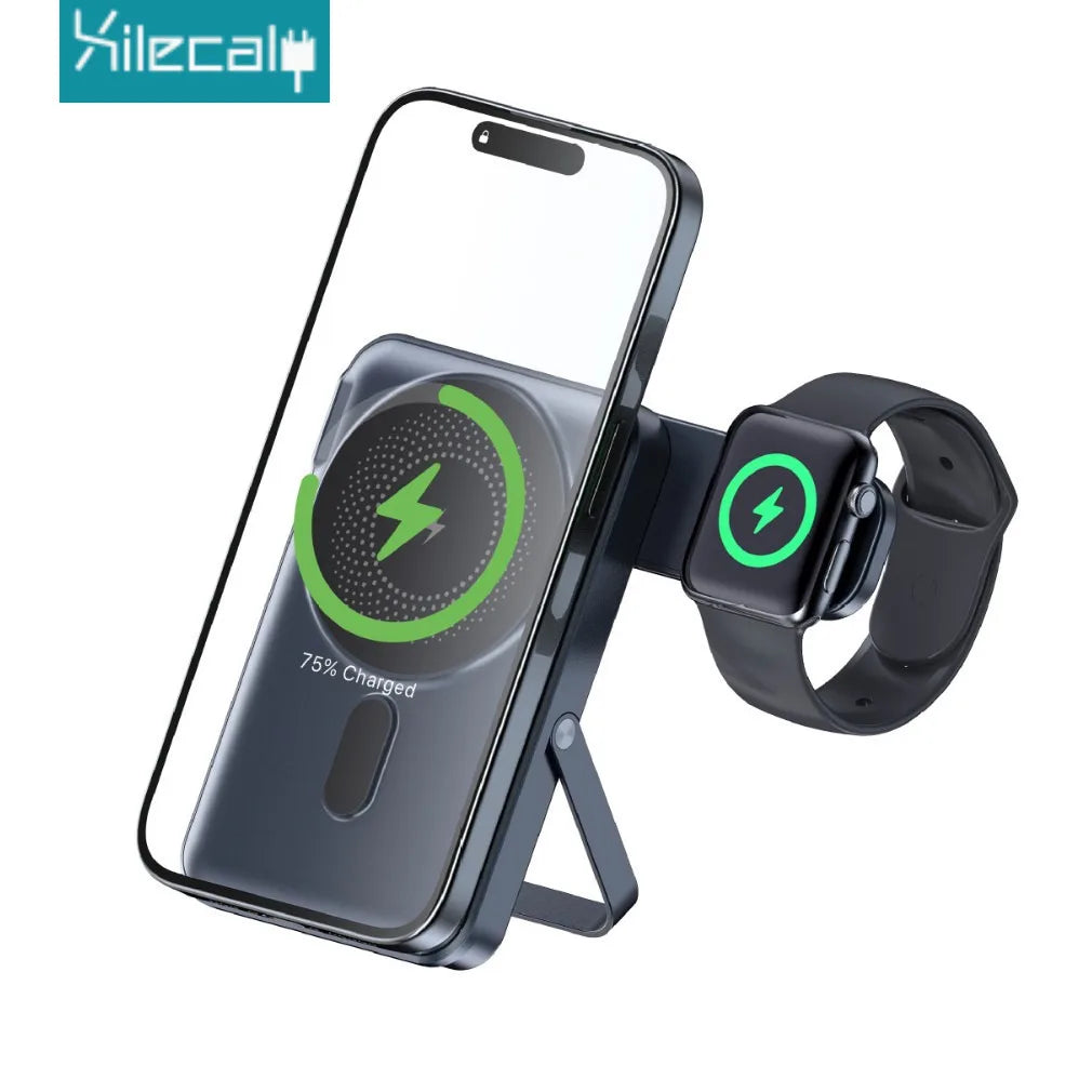3 in 1 Magnetic Power Bank 22.5W Fast Charging Power Bank 10000mAh Wireless Portable Charger For iPhone 12-17 For AirPods Watch