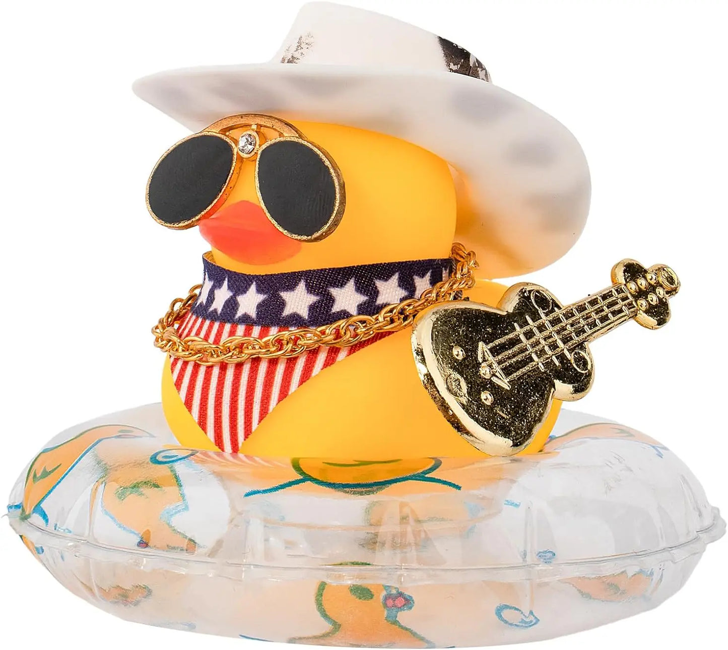 Rubber Duck Dashboard Decorations Camera Duck Car Accessories for Car Ornament with Mini Hat Swim Ring Necklace and Sunglasses