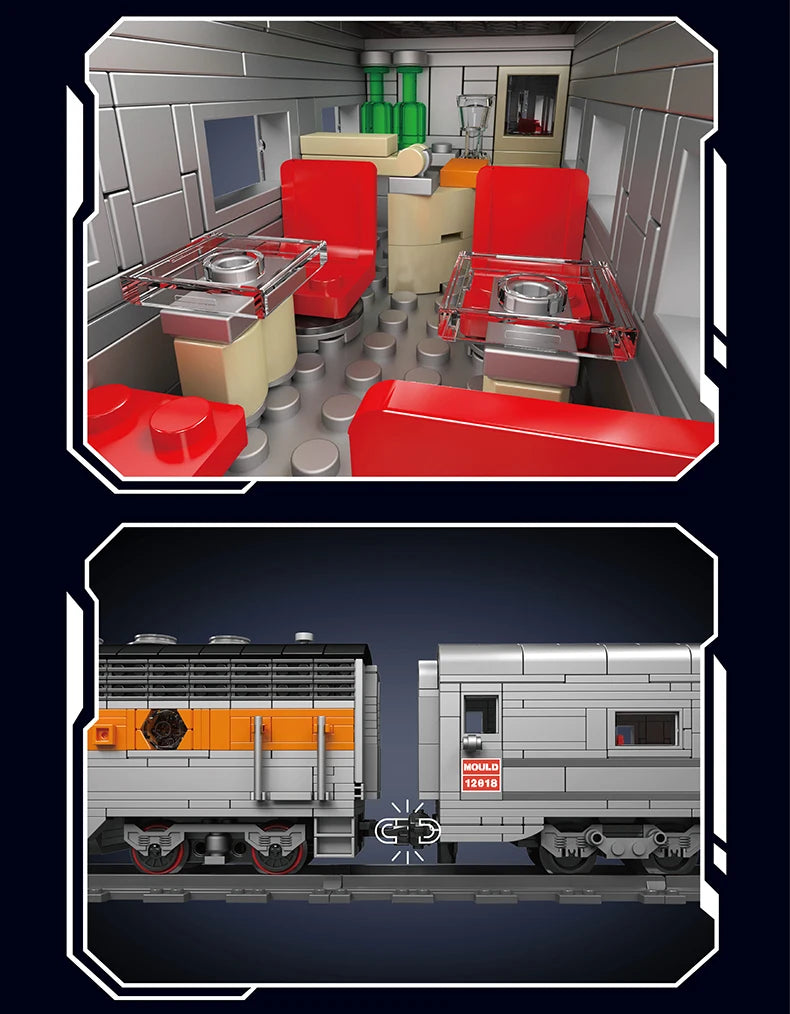 Mould King 12018 Technical Train Building Block Remote Control USA EMD F7 WP Diesel Locomotive Model Kids Christmas Gift Toys