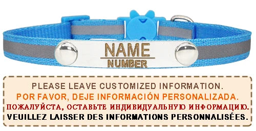 Reflective Cat Collar Custom Engraved ID Personalized with Bell Puppy Pet Breakaway Necklace Accessories Nameplate Collar