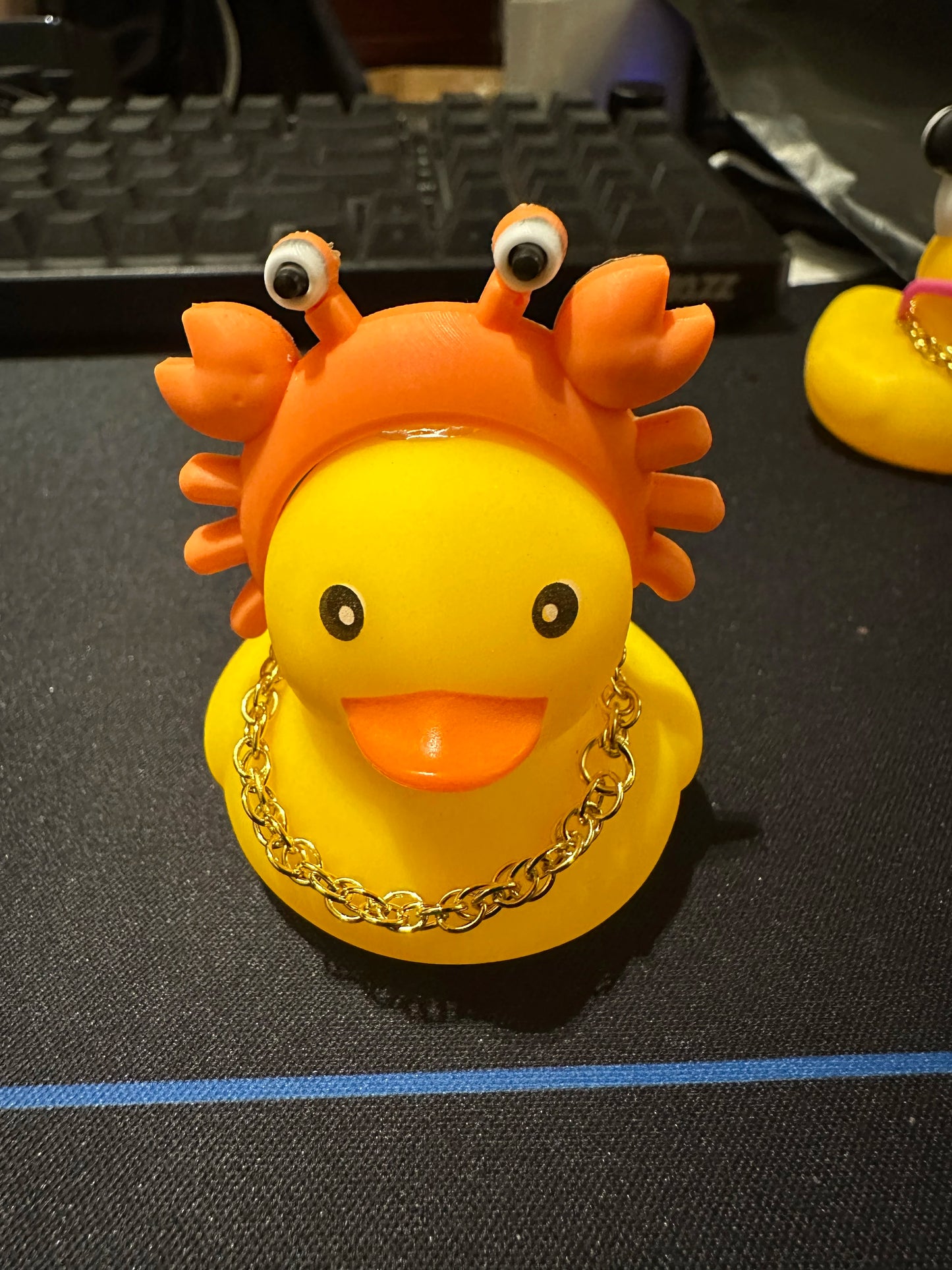 Car Duck Car Rubber Dashboard Decorations Ornament Yellow Duck with Mini Swim Ring Sun Cowboy Hat Necklace