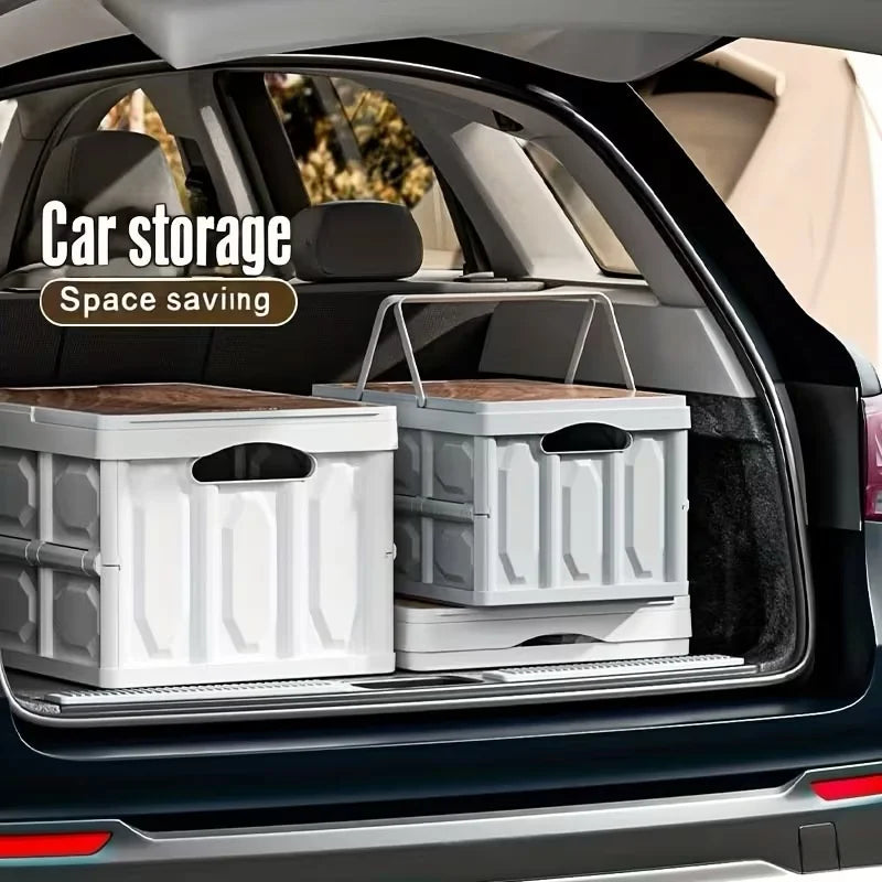 1 Outdoor Camping Storage Box with Lid, Multi-Purpose Large Capacity Car Trunk Organizer, Portable Stall Sorting Box, Suitable F