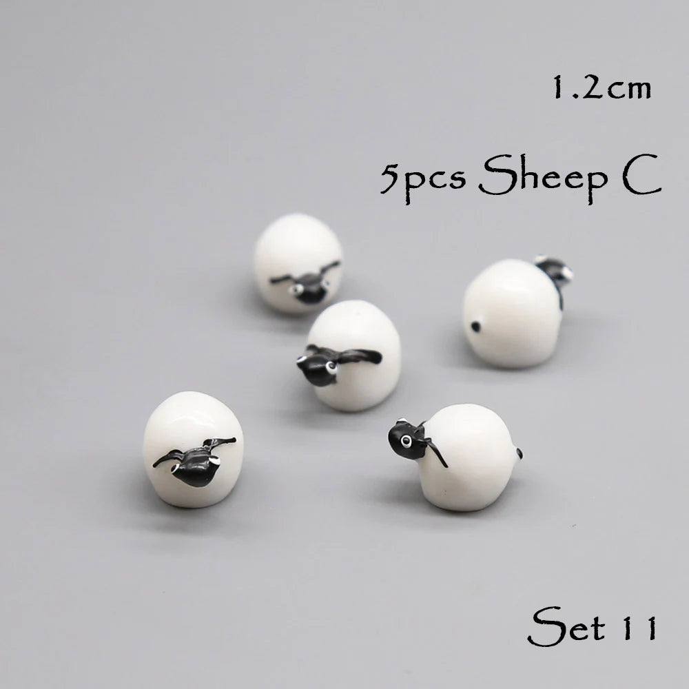 5pcs Miniature Animals Chick Sheep Turtle Puppy Fairy Garden Toy Aquarium Decoration Duck DIY Handicraft Accessories 1-3cm