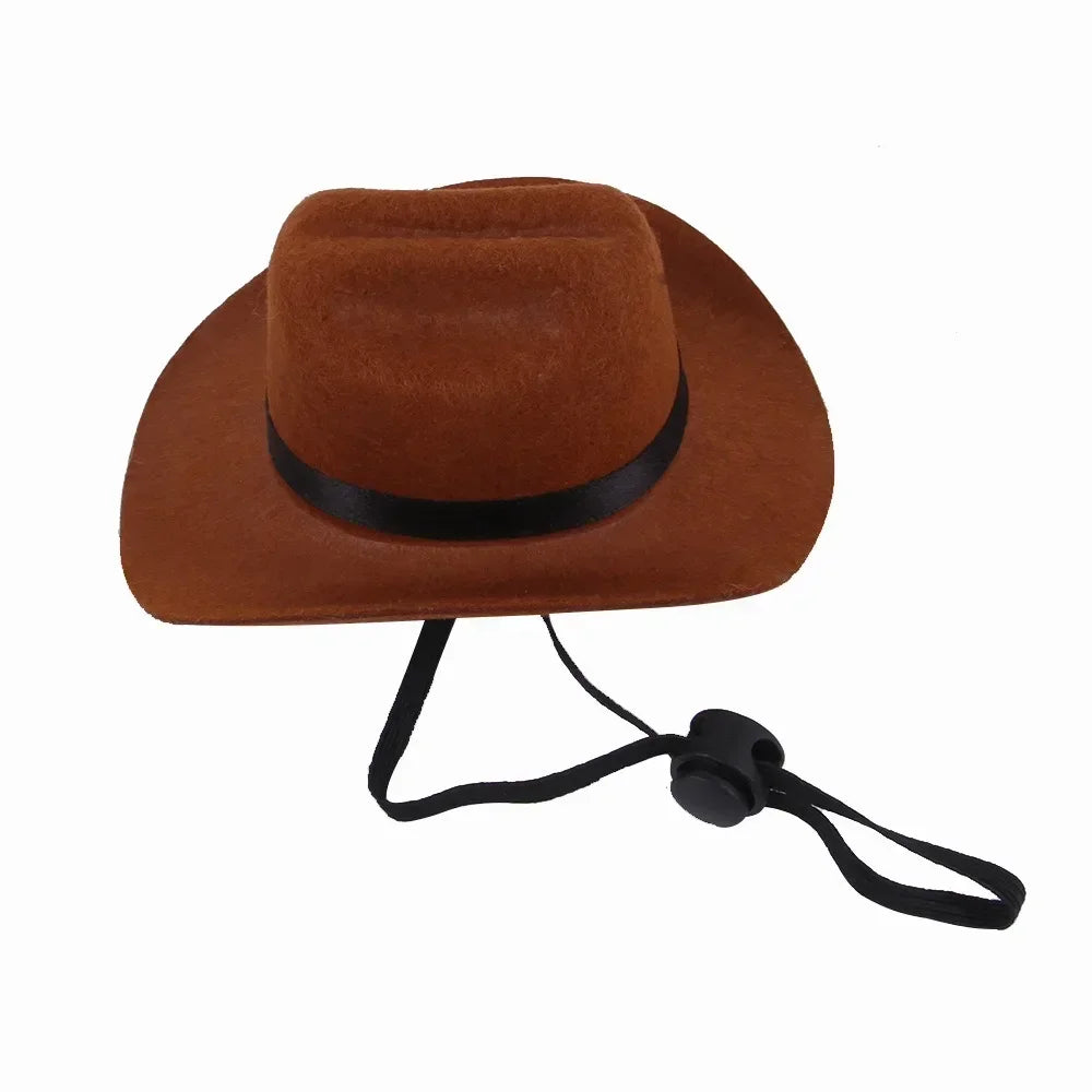 Pet Costume Hat Cosplay Cat Dog Western Cowboy Hat Adjustable Size Pet Accessories High Quality Fabric Minimalist Fashionable