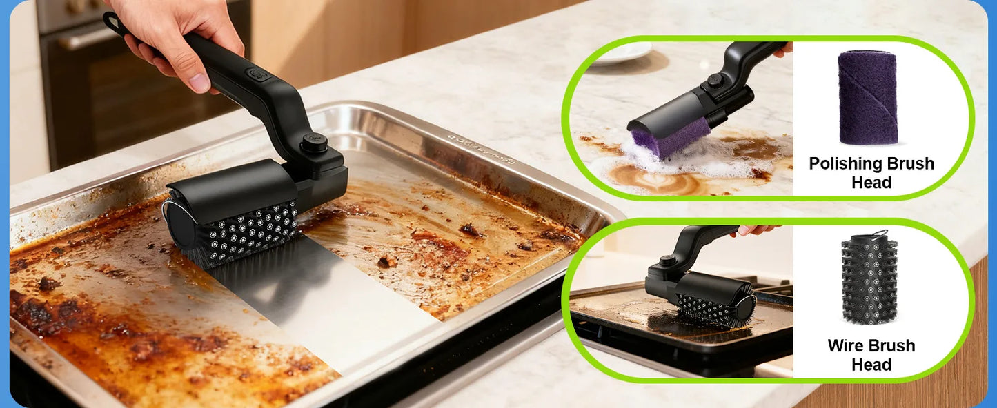 Electric Grill Brush 2600mAh Cordless Rechargeable 3-Speed & Angle Adjust Rotary Grill Cleaning Brush for Barbecue Grates