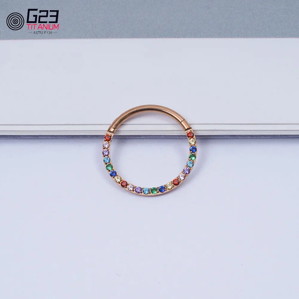 Colorful G23 Titanium CZ Hinged Pitch Ring Nose Ring Open Small Nasal Septum Cartilage Women Earring Perforated Body Jewelry