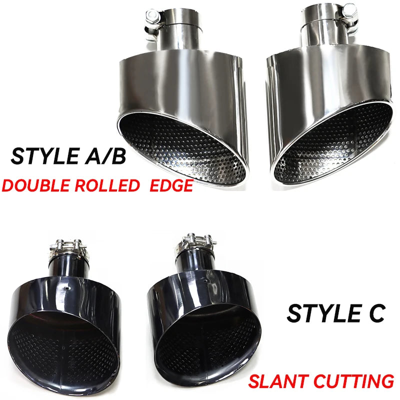 Oval Exhaust Tip For For Audi A3 A4 A5 A6 A7 Upgrade To RS3 RS4 RS5 RS6 RS7 Look Tailpipe Nozzle Exhaust System Muffler Tip