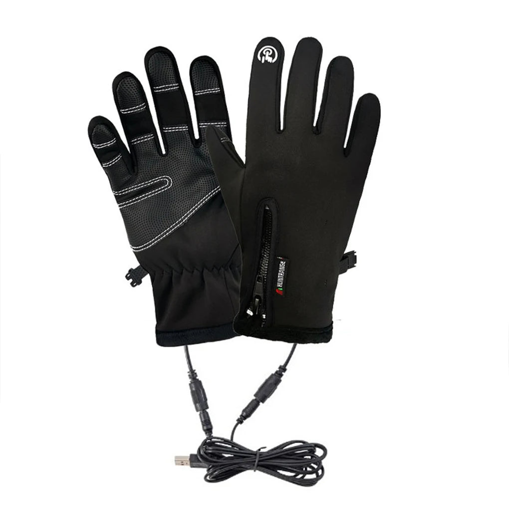M-XXL USB Touch Screen Gloves Heated Motorcycle Gloves Cycling Running Ski Winter Gloves Hiking Walking Anti-Slip Glove