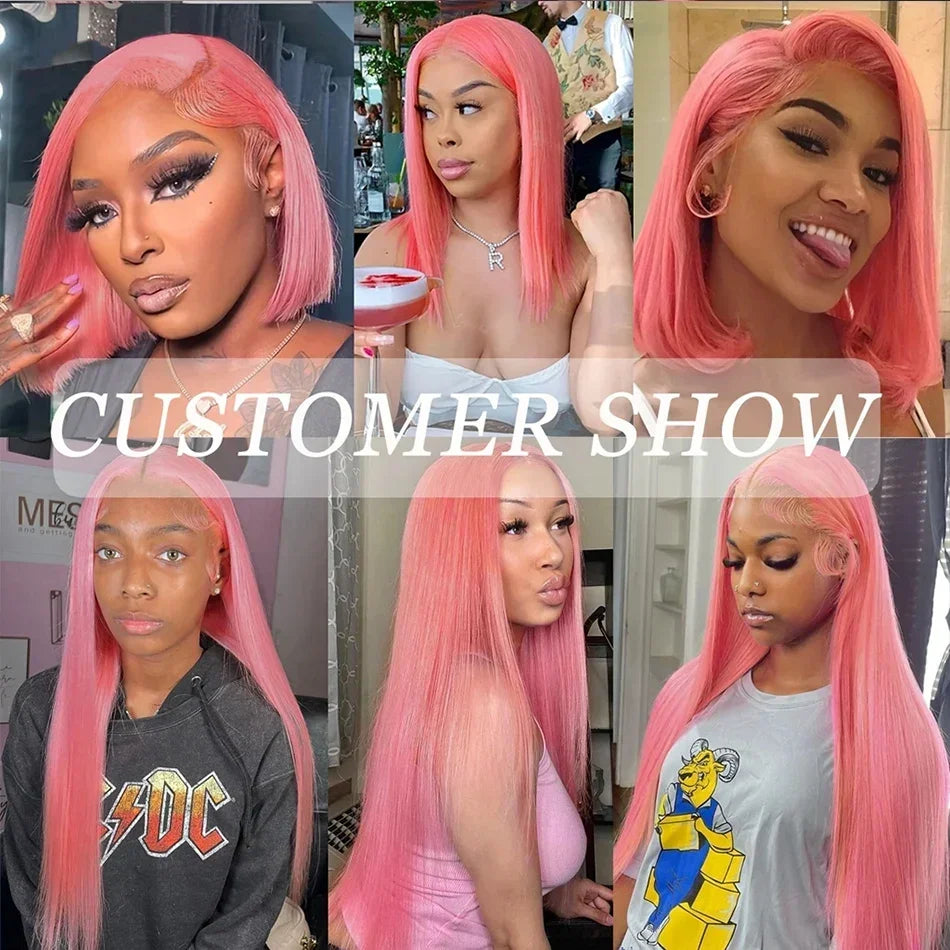 Light Pink Lace Front Wig Human Hair 13x6 Hd Transparent Lace Frontal Wig 13x4 Pink Colored Body Wave Human Hair Wigs For Women