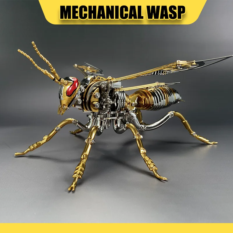 Punk 3D Wasp Stainless Steel Model Adult Assembly Kit Anti-Stress Metal Mechanical Insect Animal Toys Christmas Gift for Kids