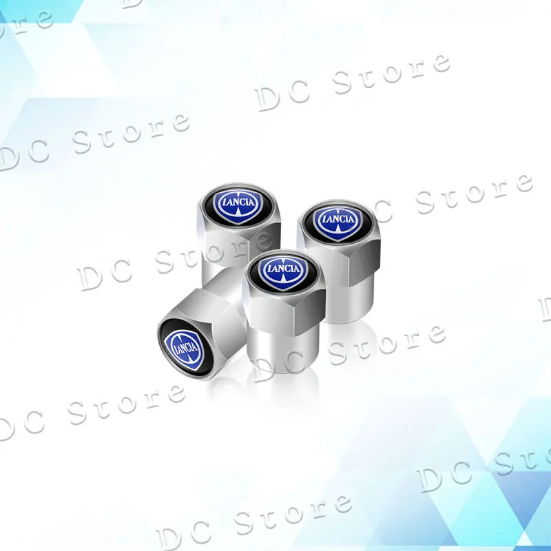 4Pcs Car Decor Metal Emblem Wheel Tire Valve Stem Caps Tyre Air Dust Cover For Lancia Logo Delta 3 Musa Ypsilon Phedra Voyage